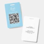 Eenvoudige lichtblauwe QR-code werknemers-ID Badge (Voor- en achterkant)