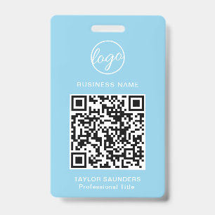 Eenvoudige lichtblauwe QR-code werknemers-ID Badge