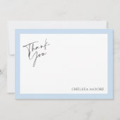 Eenvoudige Lichtblauwe Rand Stip Plat Bedankkaart (Voorkant)