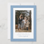Eenvoudige lichtblauwe tweed lijst kerstfoto feestdagenkaart (Voorkant)