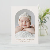 Eenvoudige Lichtboog Custom Twee Foto baby Geboort Aankondiging (Staand voorkant)