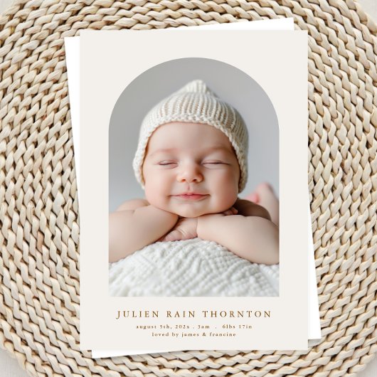 Eenvoudige Lichtboog Custom Twee Foto baby Geboort Aankondiging