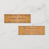 Eenvoudige lichtbruine houten textuur Bloemenrand Mini Visitekaartje (Voorkant / Achterkant)