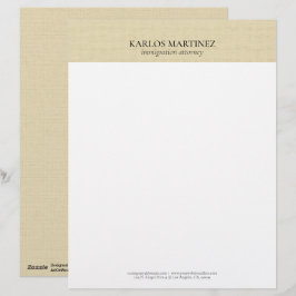 Eenvoudige lichte beige linnen Bray typografie Briefhoofd