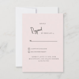 Eenvoudige lichte blush bruiloft RSVP Kaartje