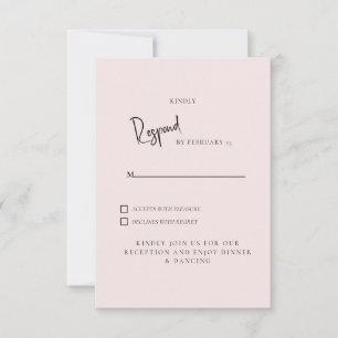 Eenvoudige Lichte Blush Huwelijk RSVP Kaartje