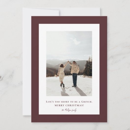 Eenvoudige lichte chocolade Cosmos frame foto Feestdagenkaart (Voorkant)