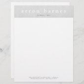 Eenvoudige lichte grijze moderne, minimalistische  briefhoofd (Voorkant / Achterkant)