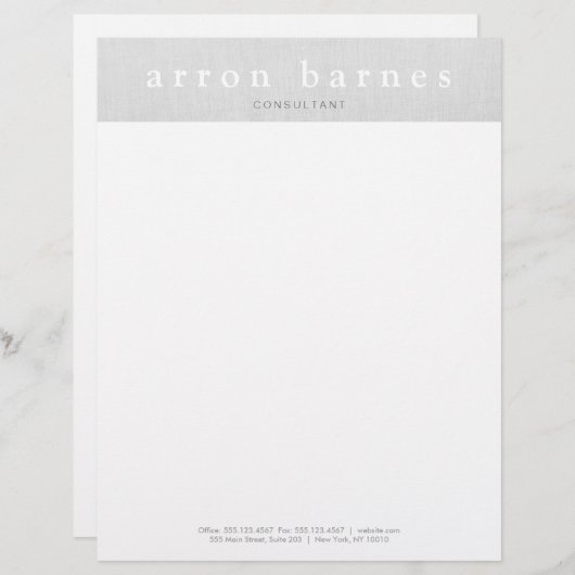 Eenvoudige lichte grijze moderne, minimalistische  briefhoofd (Voorkant / Achterkant)