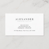 Eenvoudige lichte grijze monogram Professional Visitekaartje (Achterkant)