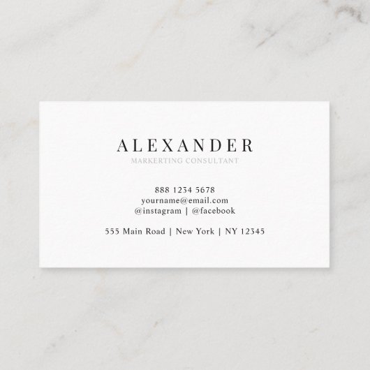 Eenvoudige lichte grijze monogram Professional Visitekaartje (Achterkant)