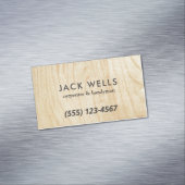 Eenvoudige lichte houtkorrel en handymanbus magnetisch visitekaartje (Voorbeeld)