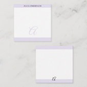 Eenvoudige Lichte Lavendel Chique Pastel Monogram  Notitiekaartje (Voorkant / Achterkant)
