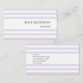 Eenvoudige lichte lavendel chique pastelstrepen mi visitekaartje (Voorkant / Achterkant)