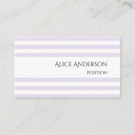 Eenvoudige lichte lavendel chique pastelstrepen mi visitekaartje