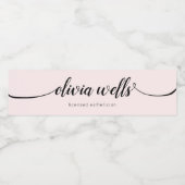 Eenvoudige lichte roze handgeschreven manuscriptka waterfles etiket (Enkel label)