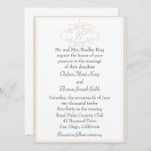 Eenvoudige Lichte Tan Monogram Bruiloft Uitnodigin Kaart (Voorkant / Achterkant)