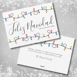 Eenvoudige Lichten Feliz Navidad Kerstmis Kaart