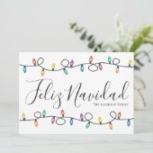 Eenvoudige Lichten Feliz Navidad Kerstmis Kaart (Staand voorkant)