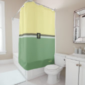 Eenvoudige lichtgele en asparagus groene tweetone douchegordijn (In situ)