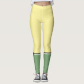 Eenvoudige lichtgele en asparagus groene tweetone leggings (Voorkant)