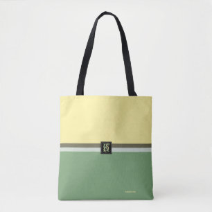 Eenvoudige lichtgele en asparagus groene tweetone tote bag