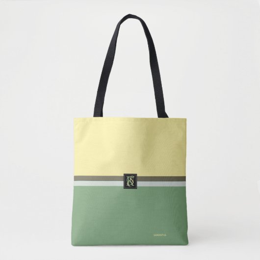 Eenvoudige lichtgele en asparagus groene tweetone tote bag (Voorkant)