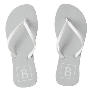 Eenvoudige Lichtgrijze Monogram Teenslippers