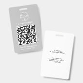 Eenvoudige Lichtgrijze QR-code werknemers-ID Badge (Voor- en achterkant)