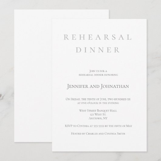 Eenvoudige, lichtgrijze repetities tijdens het din kaart (Voorkant / Achterkant)