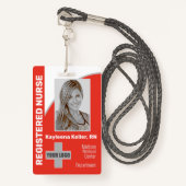 Eenvoudige lichtrode Logo-streepjescode-ID geregis Badge (Voorkant met draagriem)