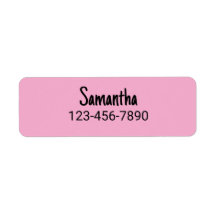 Eenvoudige lichtroze en zwarte naam telefoonnummer