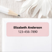 Eenvoudige lichtroze en zwarte naam vet en telefoo etiket (Insitu)