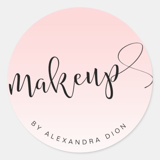 Eenvoudige lichtroze handgeschreven scriptkalligra ronde sticker (Voorkant)