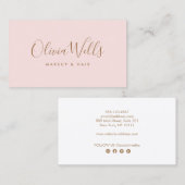 Eenvoudige lichtroze handgeschreven sociale media visitekaartje (Voorkant / Achterkant)