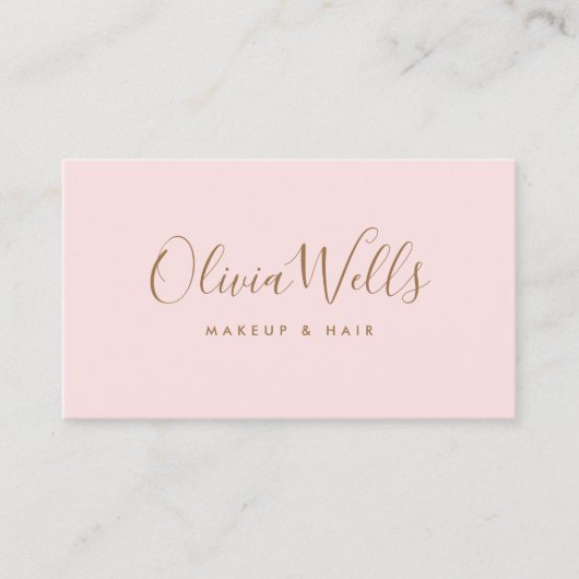 Eenvoudige lichtroze handgeschreven sociale media visitekaartje (Voorkant)