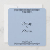 Eenvoudige lichtstalen blauwe bruiloft kaart (Achterkant)
