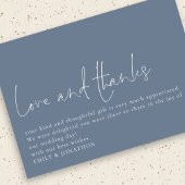 Eenvoudige liefde Bedankt foto blauw bruiloft dank Kaart