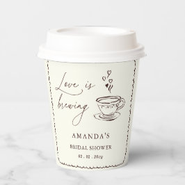 Eenvoudige Liefde Brouwt Bruidsdouche Koffie Papieren Bekers