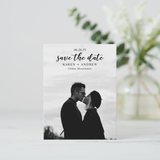Eenvoudige Liefde Bruiloft Bewaar de Datum Feestdagenkaart (Staand voorkant)