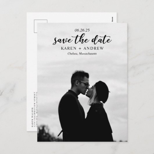 Eenvoudige Liefde Bruiloft Bewaar de Datum Feestdagenkaart (Voorkant / Achterkant)