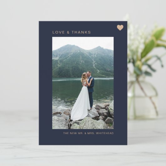 Eenvoudige Liefde en Bedankt Hart Foto Navy (Staand voorkant)