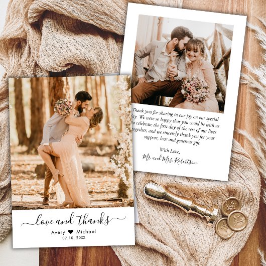 Eenvoudige Liefde en Bedankt Script Hart Foto Brui