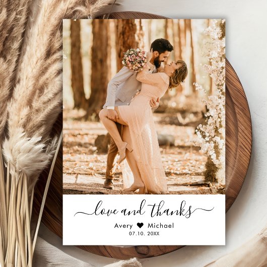 Eenvoudige Liefde en Bedankt Script Hart Foto Brui