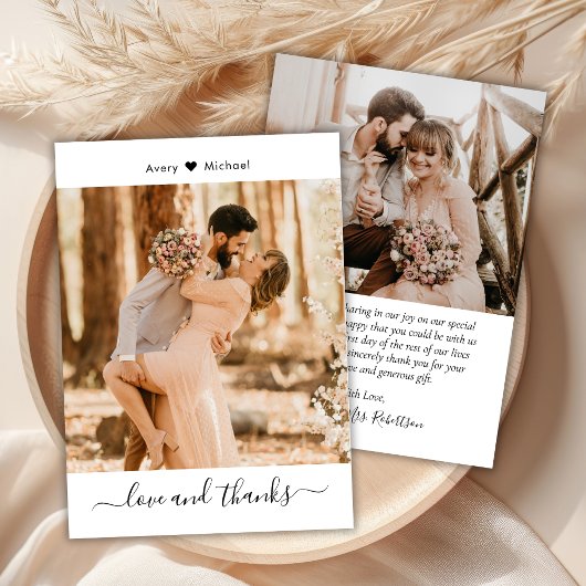 Eenvoudige Liefde en Bedankt Script Hart Foto Brui