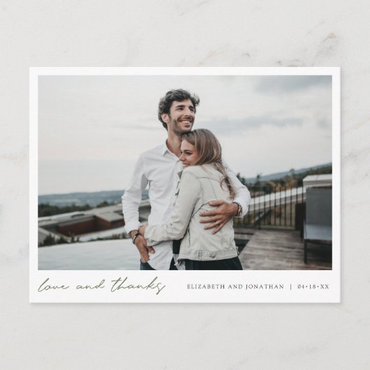 Eenvoudige liefde en Bedankt Weddenschap Foto Dank Briefkaart (Voorkant)