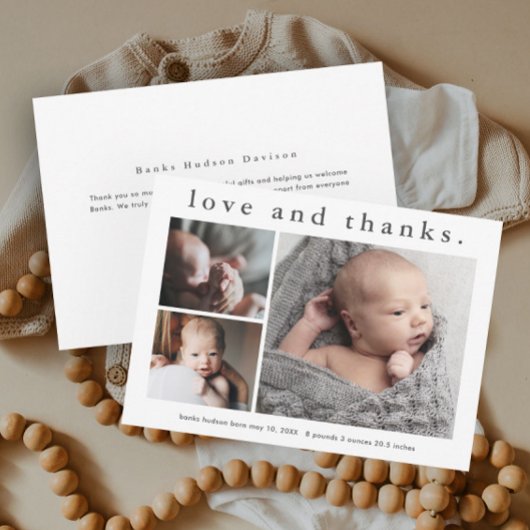 Eenvoudige liefde en dank Baby Aankondiging Bedank
