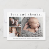 Eenvoudige liefde en dank Baby Aankondiging Bedank (Voorkant)