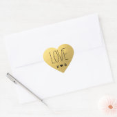 Eenvoudige liefde faux gouden folie bruiloft Initi Hart Sticker (Envelop)