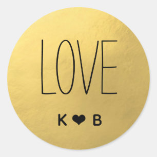 Eenvoudige liefde faux gouden folie bruiloft Initi Ronde Sticker